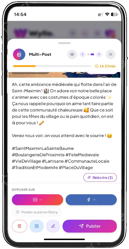 Mockup création de posts Wyllo